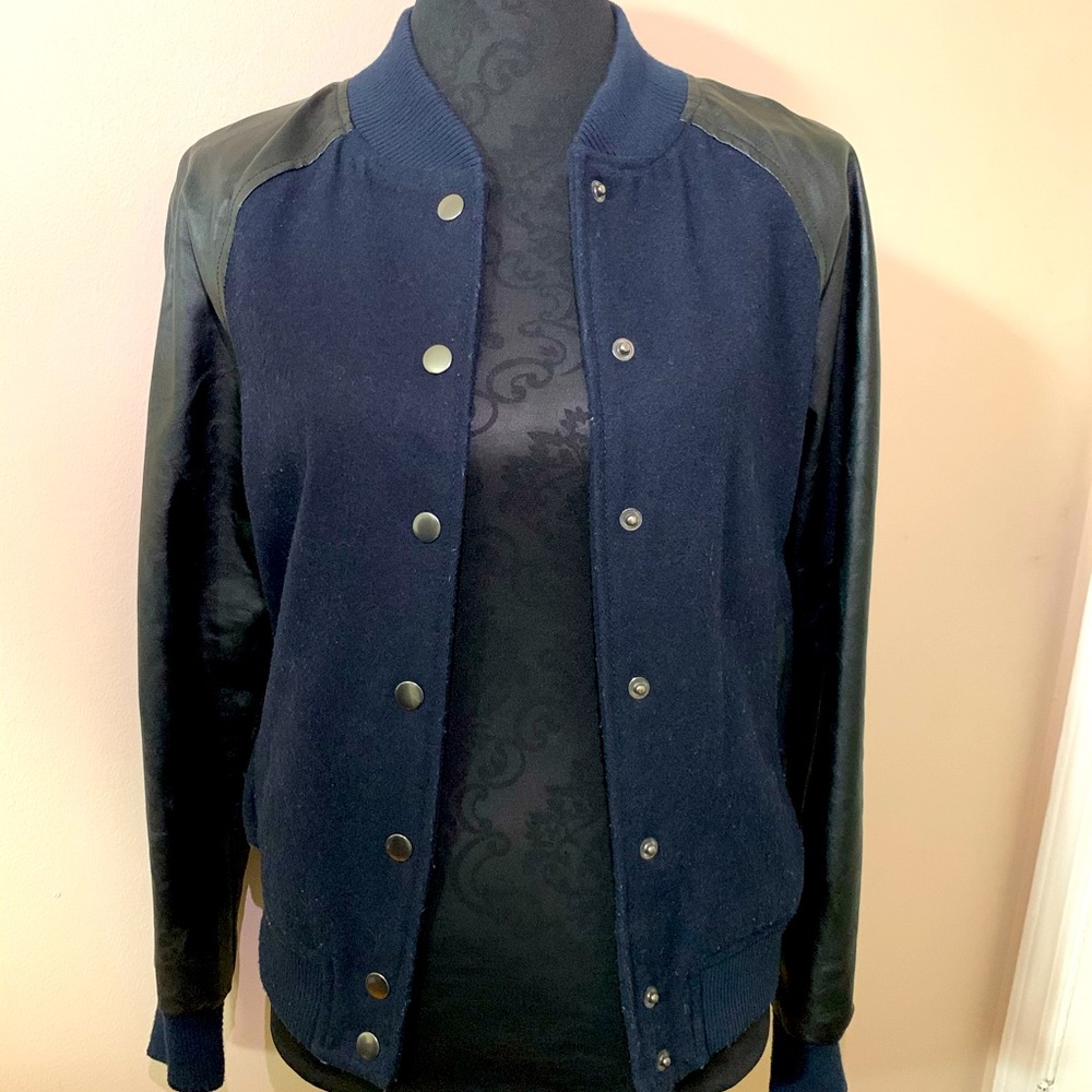Navy blue varsity jacket